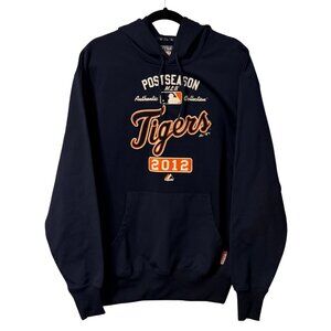 Retro Detroit Tigers 2012 Postseason MLB Majestic Hoodie Navy Size M